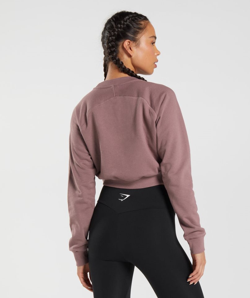 Bluzy Gymshark Treningowe Cropped Damskie Różowe | PL 803HJB